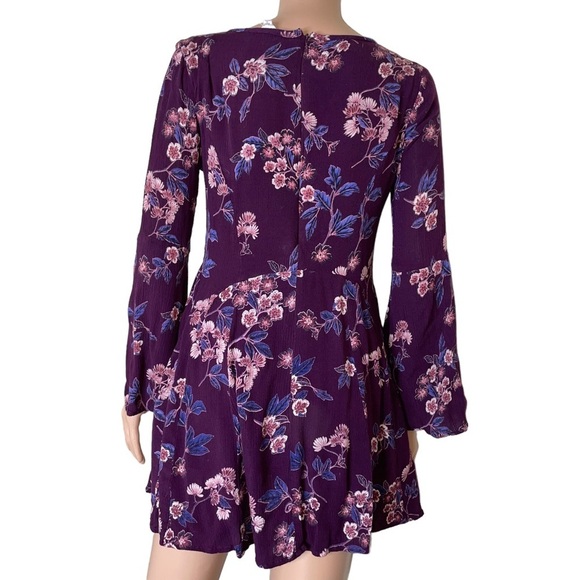 en creme dress fit & flare long sleeve skater style maroon wine burgundy SZ SM - Picture 8 of 11